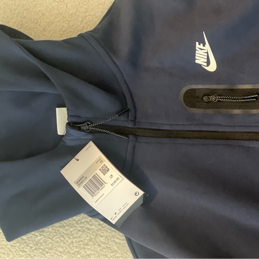 Nike Womens Tech Fleece Navy Blue Full Zip Hoodie Jacket DD5624 410 sz XS $140